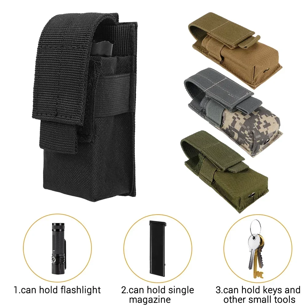 Tactical magazine pouch pistol bag flashlight storage case torch holder outdoor hunting knife holster waist bag tools magazine pouch