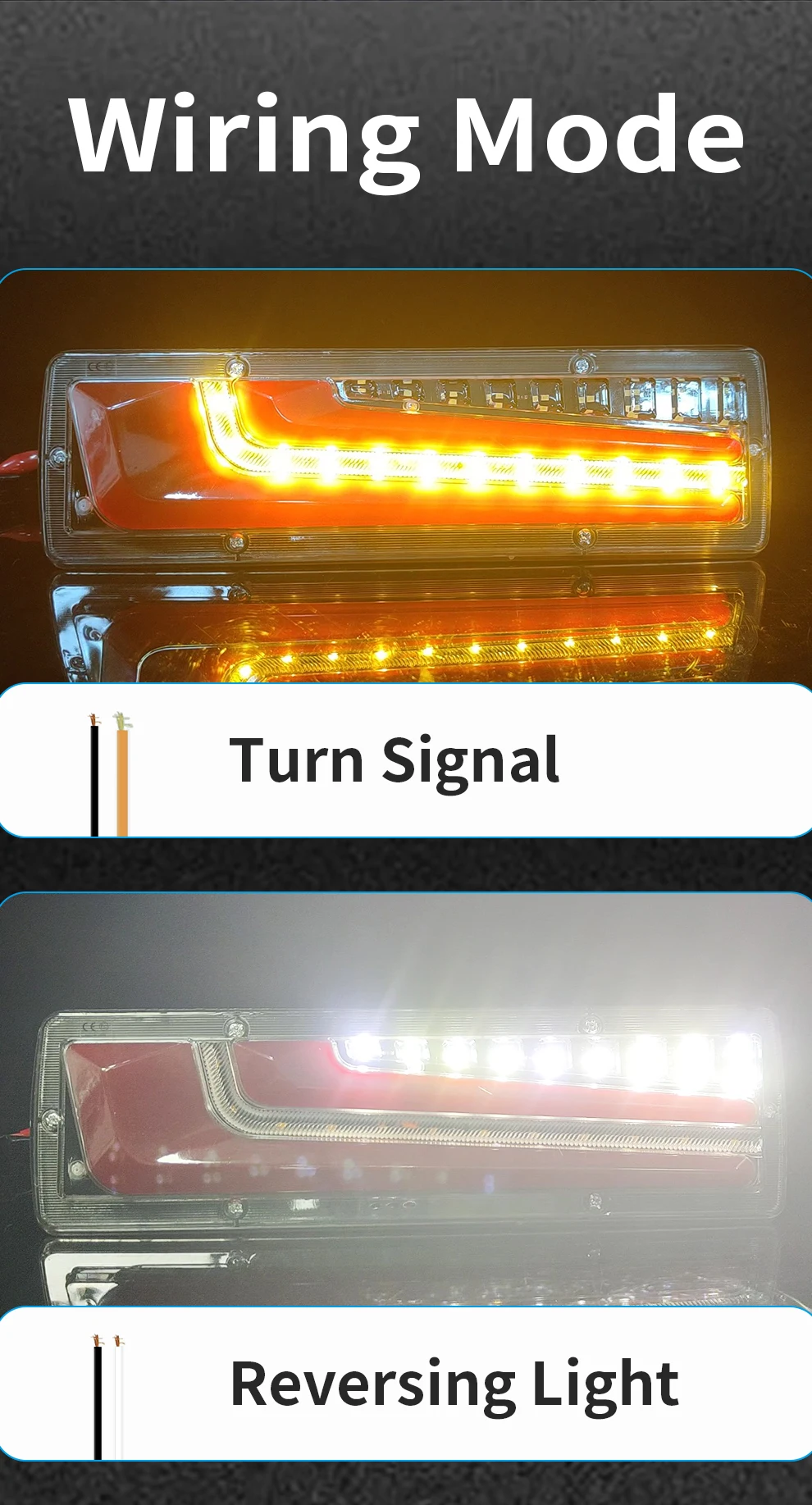 Helle LED-LKW-Rückleuchten mit Mehrfachfunktionen, Rückfahrbeleuchtung mit Bremslicht und dynamischem Blinker für PKW, LKW und Anhänger – Detail 8