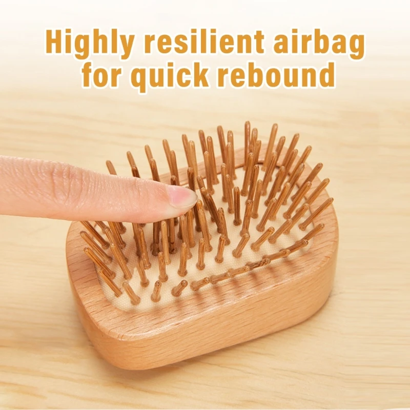 Scalp Massager Brush Round Comb Massage Small Wood Hairbrush for Hair Growth 5