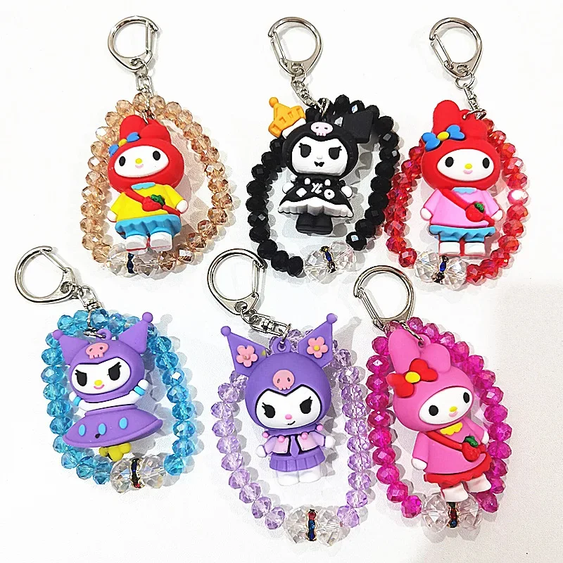 

Sanrio Kawaii Anime Cute My Melody Kuromi Bead Bead Key Chain Bracelet Cartoon Schoolbag Small Pendant Girls Gifts