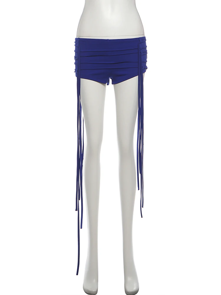 Nibber Music Festival 2 Piece Set Women Trend Button Polo-Neck Mesh Patchwork Bodysuits+Ribbon Short Party Sexy Ruched Suits