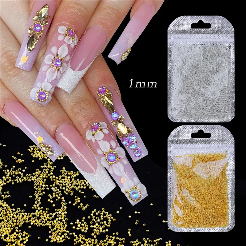 

1Bag Gold Silver Nail Charms 0.8/1mm Micro Steel Ball Nail Parts Nail Art Accessories Glitter Strass Manicure Tool Nail Decor#12