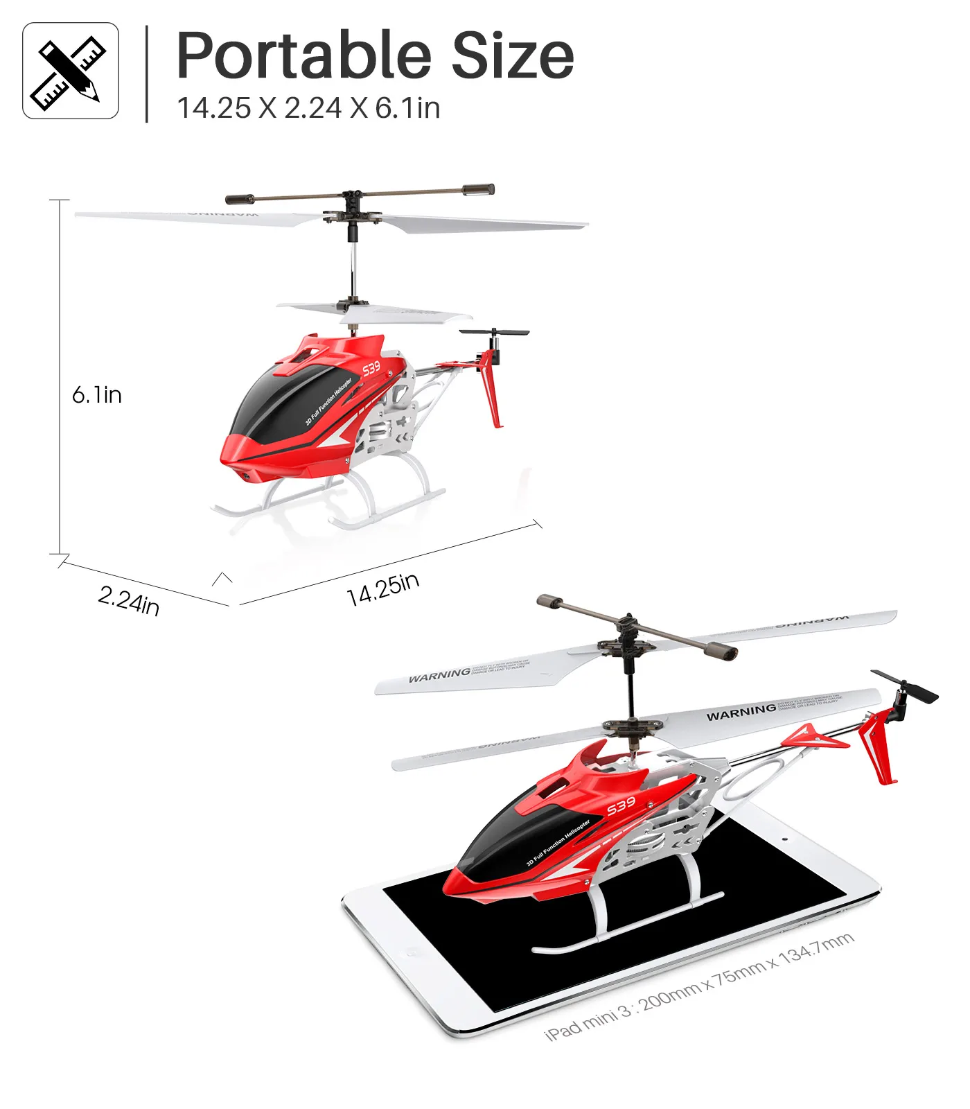 SYMA S39 RC Helicopter - with 3.5 Channel Bigger Size Sturdy Alloy Mat ...
