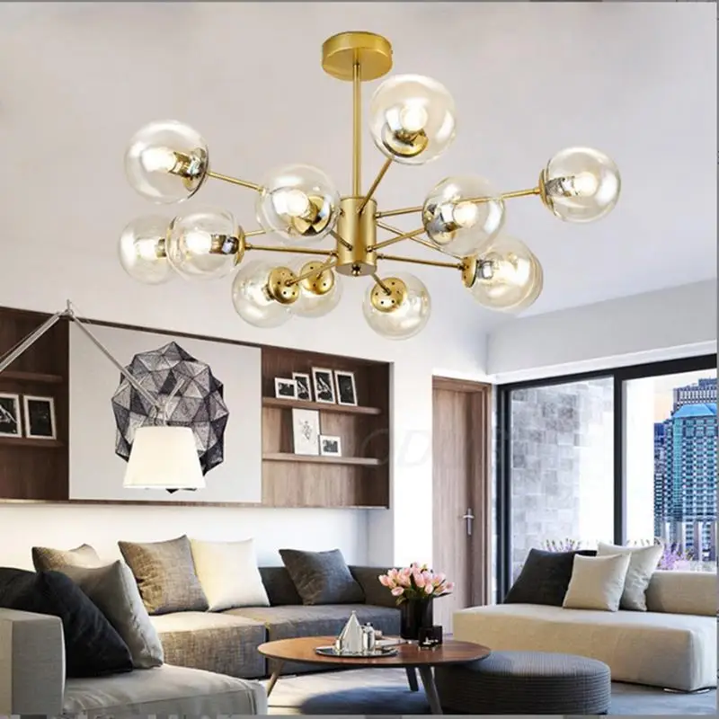 

Modern Nordic Chandelier LED Glass Beans Lamps Living Room Lighting For Bedroom Dining Room Study Home Deco Indoor Light Fixture