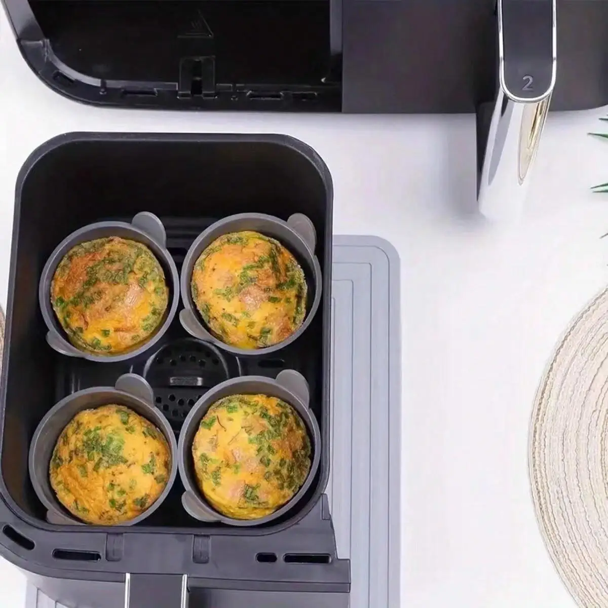 4 Pcs Ramekins For Air Fryer Silicone Large Muffin Cases Nonstick Egg Poacher Silicone Mould Bakeware Easy Release Ramekins Baki