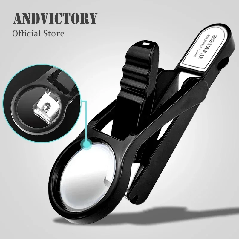 Stainless Steel Nail Clippers Magnifying Glass Toenail Fingernail Trimmer Elderly Children Nail Cutter 1Pc