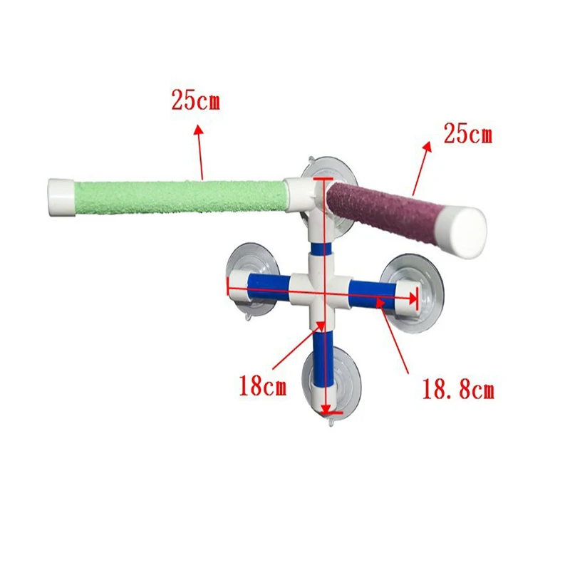 Pet Parrot Bath Shower Perches Standing Platform Rack Suction Wall Cup Bird Toys Parrot Stand Stick Rack Perch For Birds Pet Toy