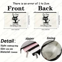 Im Fine Everything Is Fine Pattern Cosmetic Bag Funny Cat Toiletry Bag Portable Travel Storage Bag Perfect Gift for Cat Lovers 2