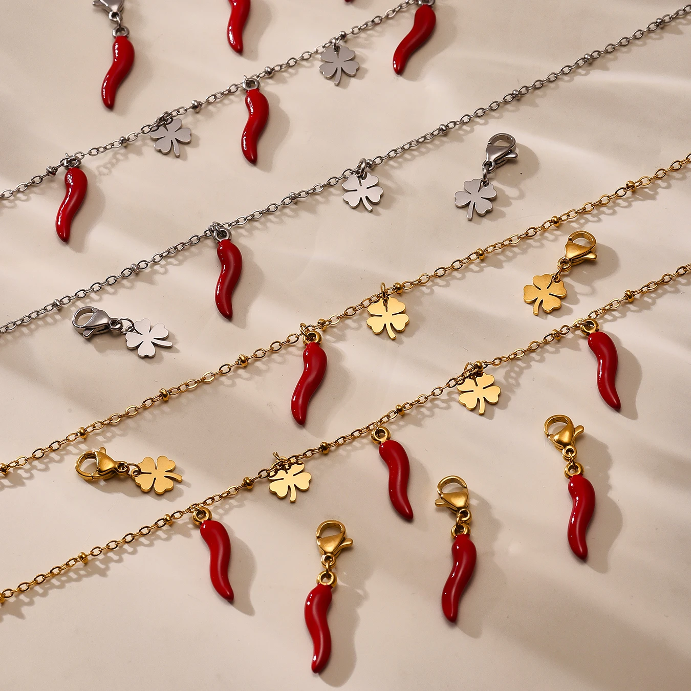 Chili-Anhänger, niedliche Halskette, Armband für Frauen, Edelstahl, vergoldet, wasserdichte Kette, weibliches Mädchen, Schmuck, Geschenk – Detail 12