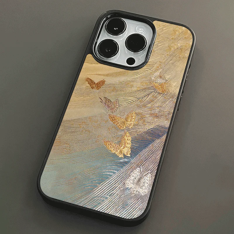 Dreamy Gold Black Edge Kawaii Vintage Soft Phone Case