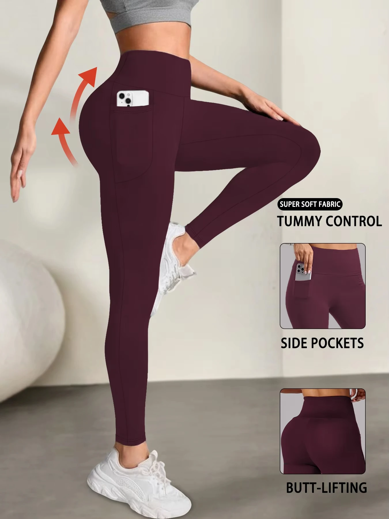 Women Yoga Fitness Leggings With Pocket High Waist Tights Gym Workout Running Stretchy Sexy Butt Liftting Casual Skinny Pants 1
