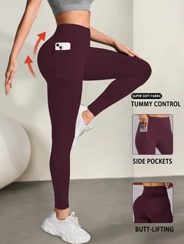 Women Yoga Fitness Leggings With Pocket High Waist Tights Gym Workout Running Stretchy Sexy Butt Liftting Casual Skinny Pants 1