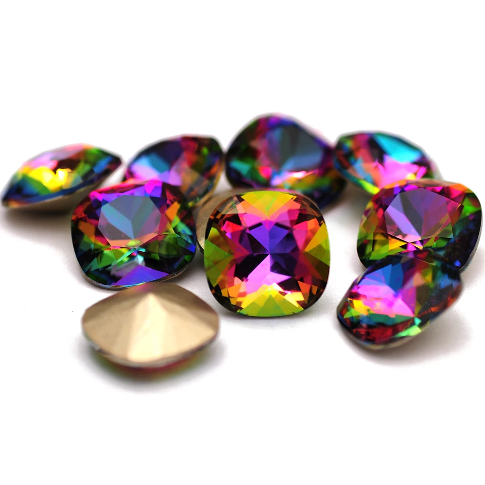 10PCS Mehrfarbige Strasssteine 5A Glas Kristall Kissen Schmuck Dekorationen Lose Kleber Auf Nail art Strass Strass Für Kleidungsstück – Detail 32