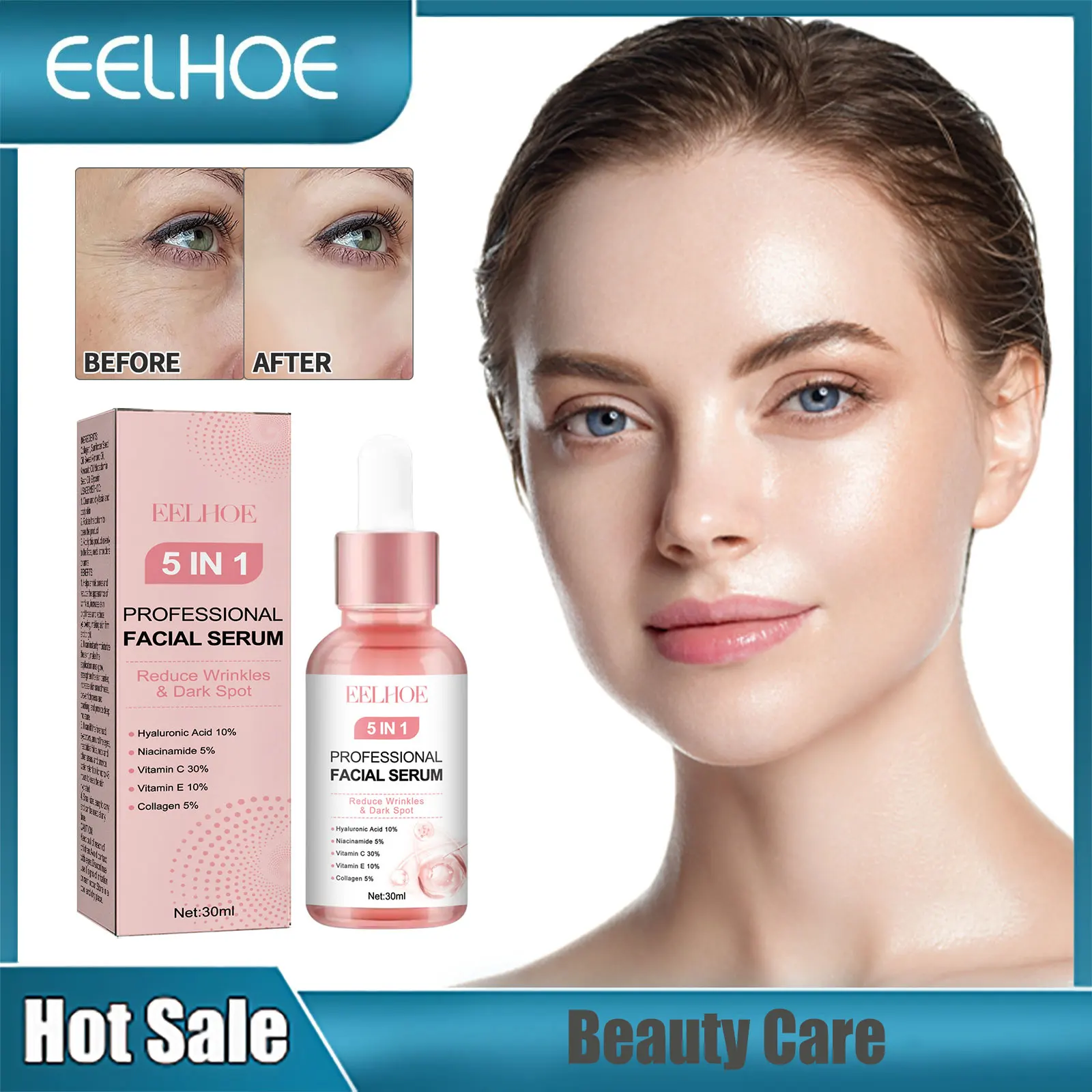 EELHOE Moisturizing Hyaluronic Acid Face Serum Anti Wrinkle Shrink Pore Facial Essence Korean Skin Care Product Remove Dark Spot
