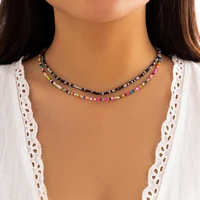 Lacteo Bohemia Multicolour Acrylic Seed Beads Necklace Women Handmade Strand Beads Choker Short Neck Chain Simple Jewelry Party - Image 2