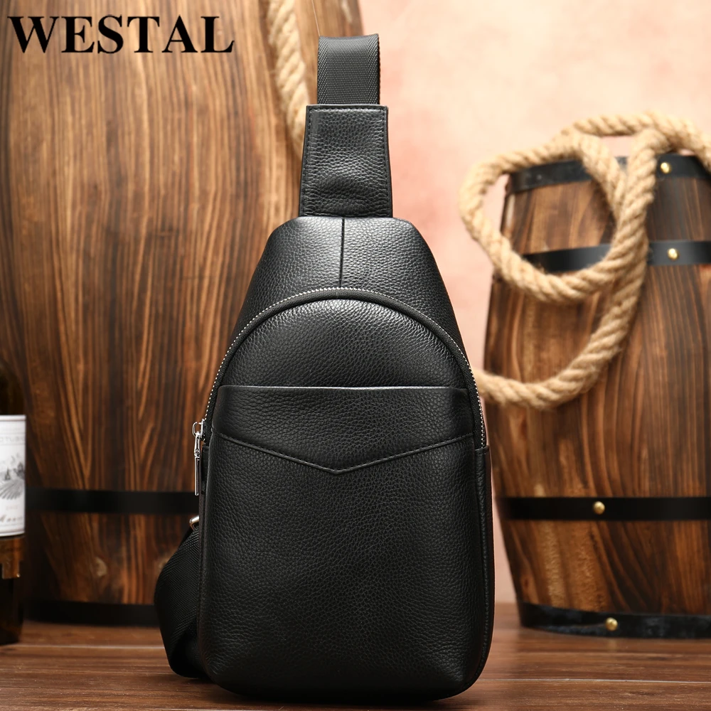 Bolso de pecho occidental para hombre, Cartera de genuino, de bolsos cruzados para bolsa de negra, Bolsa lateral de mensajero| | - AliExpress