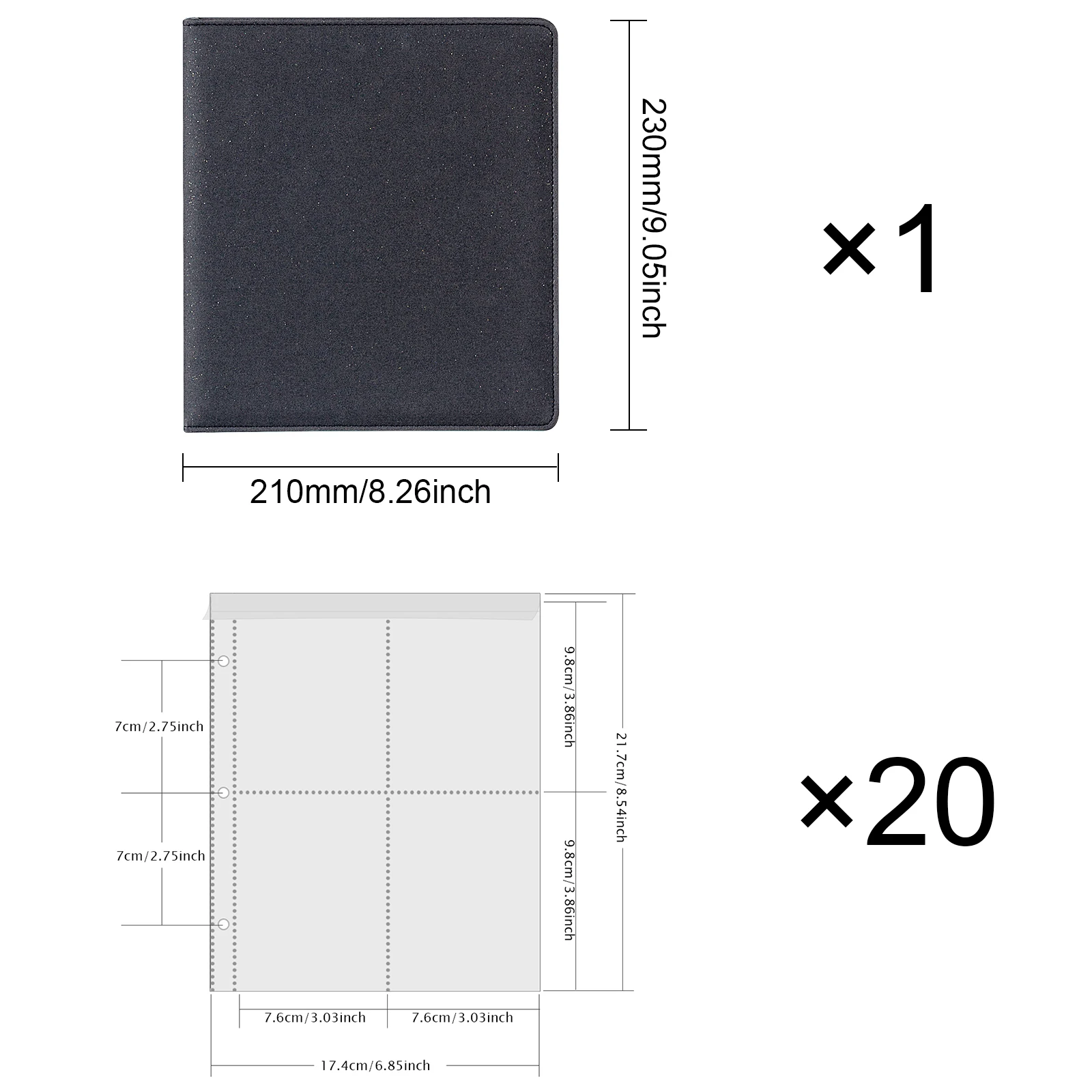 PLRBOK A5 Glitter Leather Photo Cards Album 3 Rings 7.6×9.8mm Kawaii Cute Binder Photocard 20 Sheets 4 Pockets Sleeves 80 Photos 2