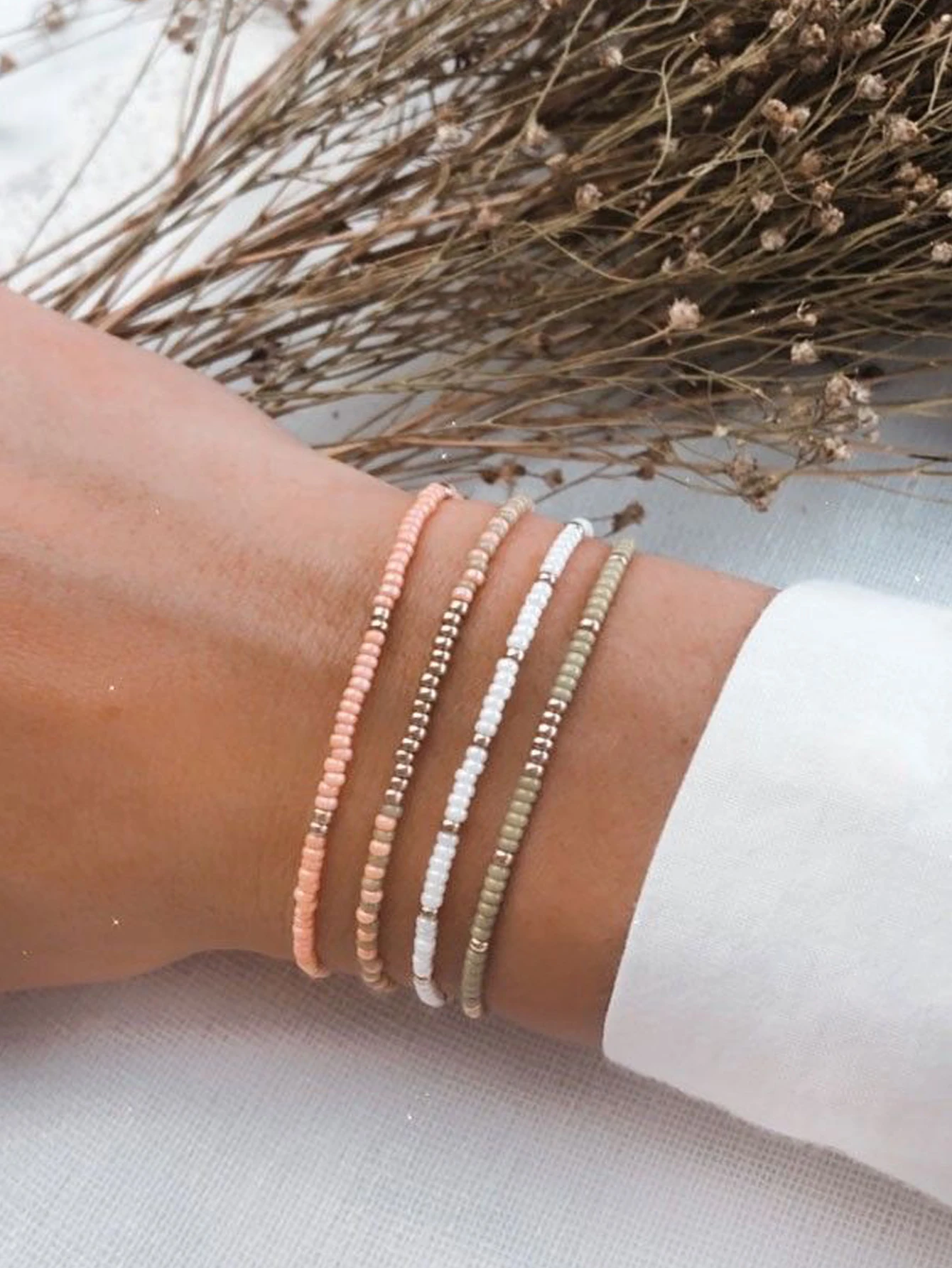 Bohemian Mini Colorful Bead Elastic Bracelet Jewelry Accessories Women