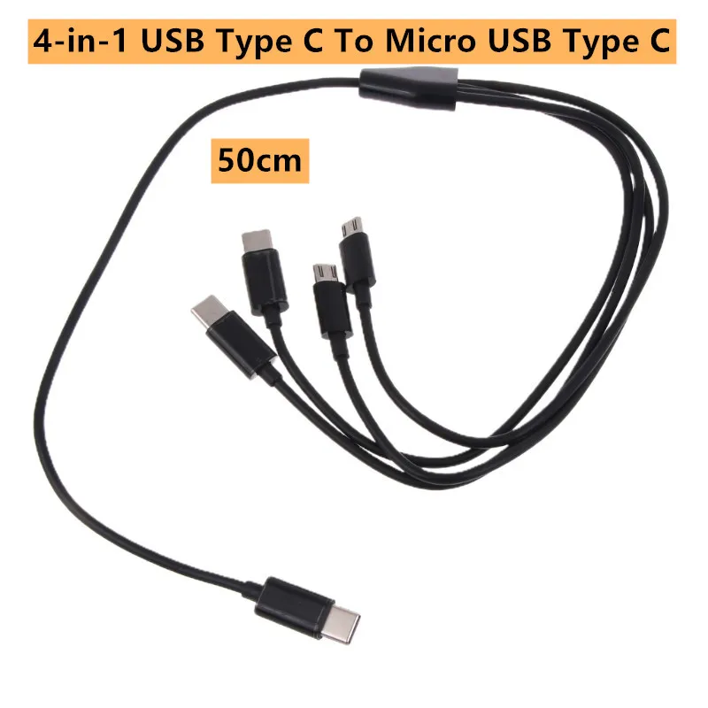 4 In 1 USB Cable Type C To USB C Type C Micro USB Phone Charger Cable PD  Charge Cable For Samsung Xiaomi phone Charging Cable