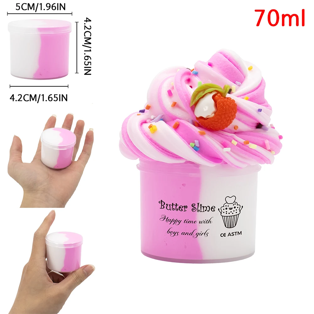 70ml Butter Fluffy Slime Kit Fruit Ice Cream Slime DIY Making Set Non Sticky Super Soft Sludge Polymer Clay Toys Birthday Gifts 5
