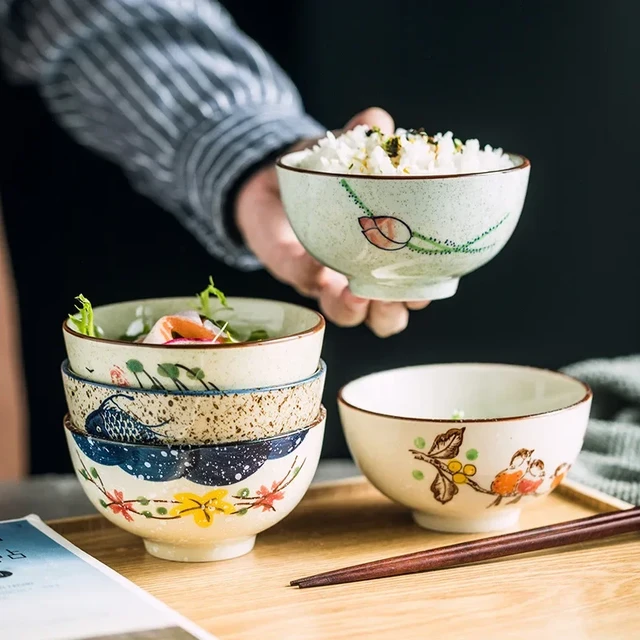 Cuenco de Ramen instantáneo japonés con tapa, cuencos de cerámica Retro de  gran capacidad para sopa, ensalada de fideos, suministros de cocina para el  hogar - AliExpress