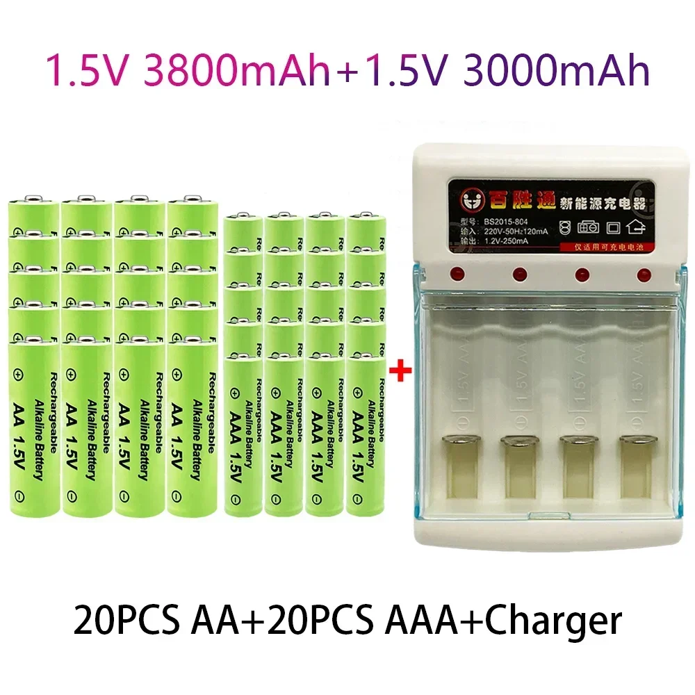 100% Оригинальная Аккумуляторная батарея 1,5 в AA3.8Ah + AAA3.0Ah Ni-MH 1,5 V батарея для часов, мышей, компьютеров, игрушек и т. д., бесплатная доставка