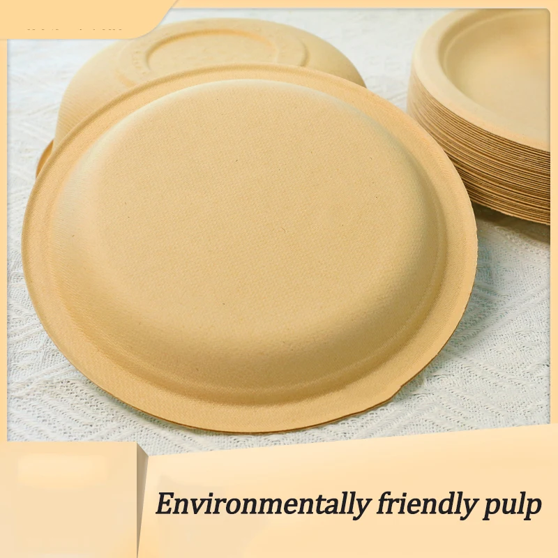 20Pack 8inch Heavy-Duty Disposable Paper Plates Compostable Bagasse Natural Biodegradable Eco-Friendly Sugarcane Plates