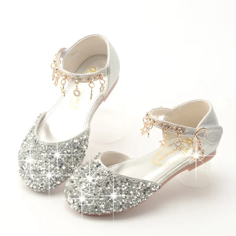 Girls Leather Shoes for Children Wedding Dress Princess School Shoes Kids Summer Student Sandals Fashion glitter shoes