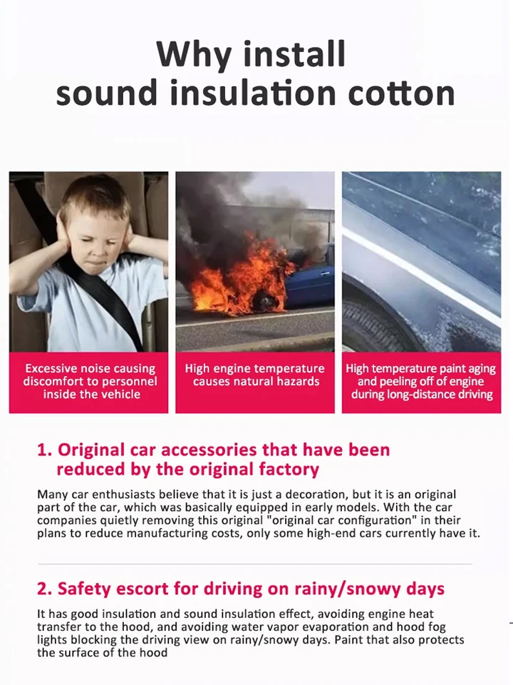 Isolation Thermique Et Acoustique Pour Capot - Pour VW Jetta VS7 2020-2024 - Coussin En Coton/aluminium Autocollant