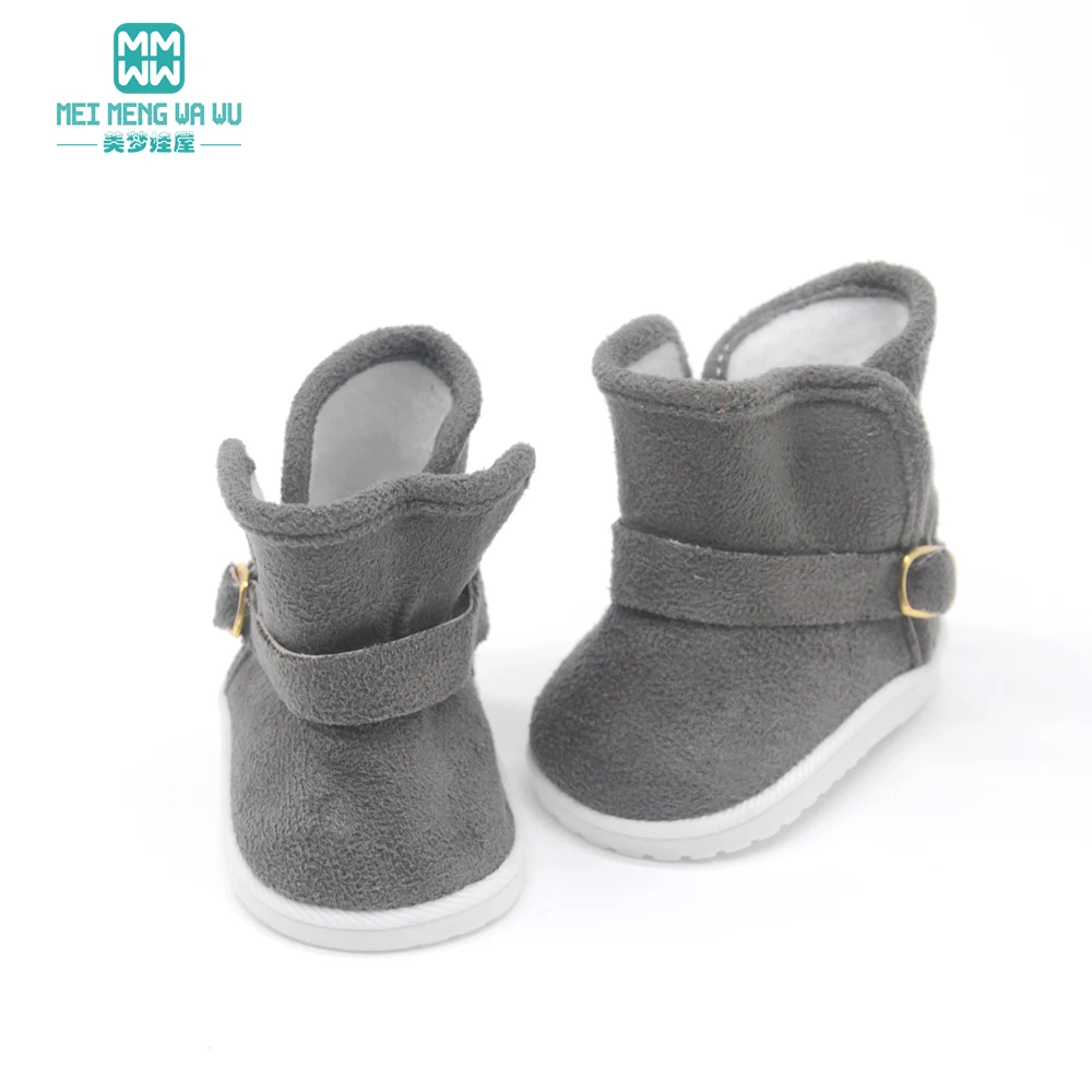 7.5*4.5cm Baby shoes for doll Thick woolen Boots fit 43 cm new born doll accessories and american for doll shoes doll accessories