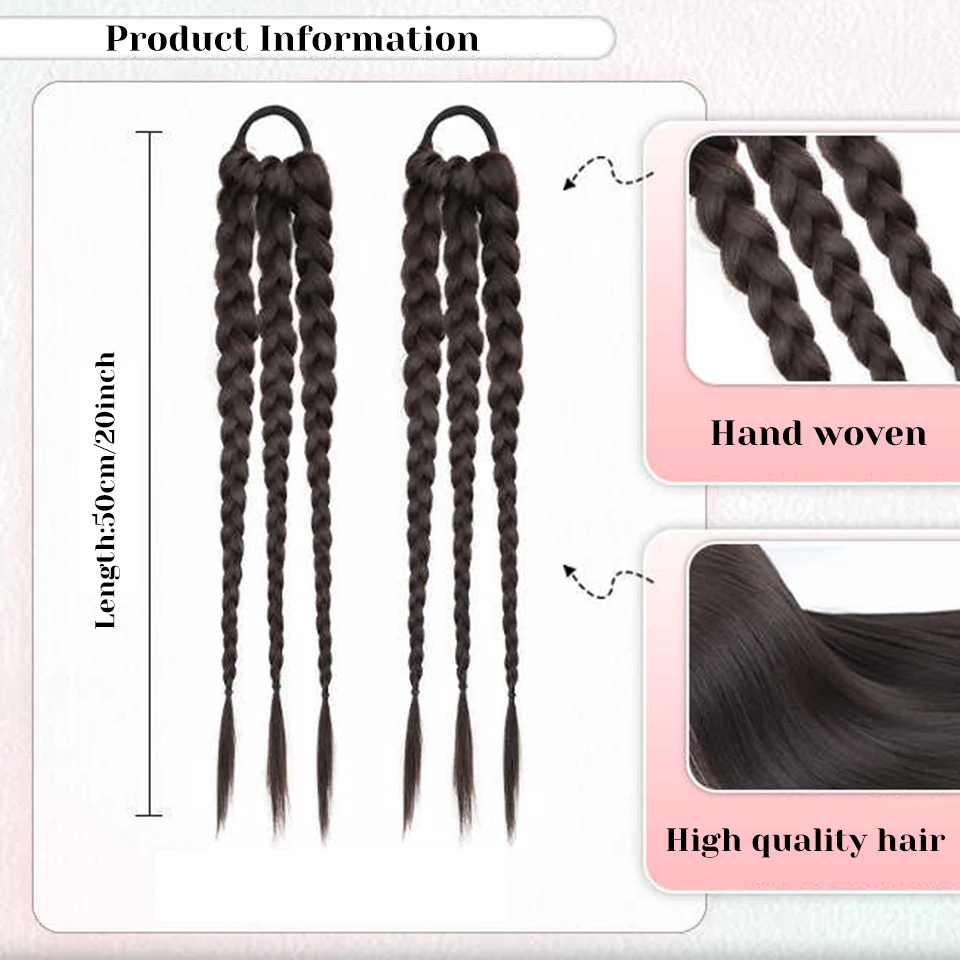 Synthetic Hair Extensions Long Twist Braid Ponytail for Women