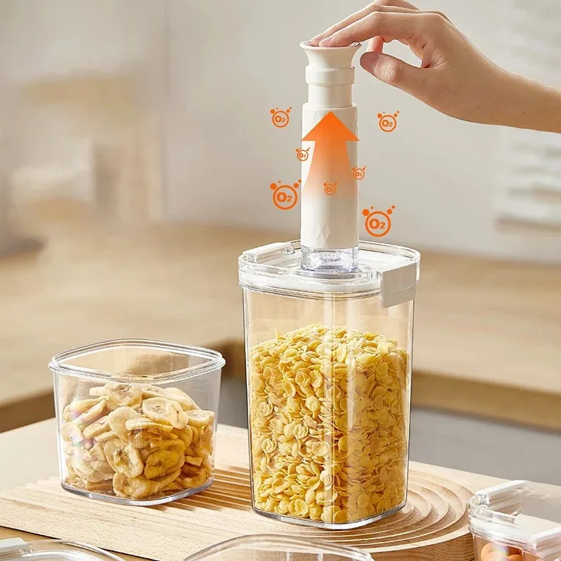 Plastic Vacuum Sealed Tank Electric Coffee Vacuum Container Kitchen Food Grains Candy Storage Box Fresh-keeping Tea Canister 2