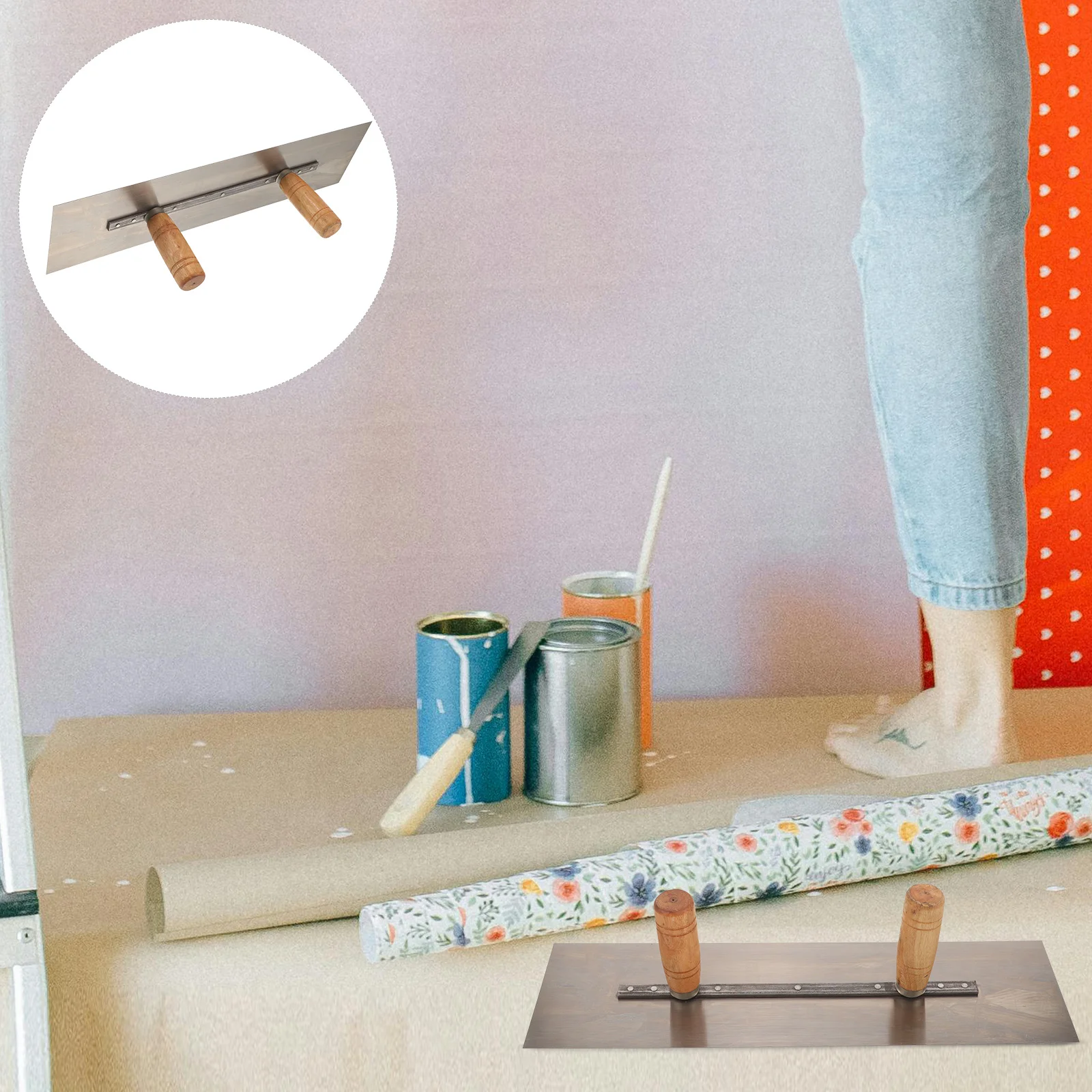 45CM Double Handle Large Board Tool for Painting Walls Professional Cement Plastering Tool Adjustable Length Concrete Hand
