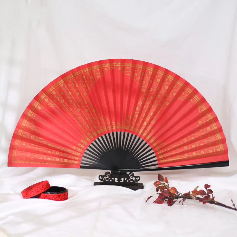 

Handmade Drama Folding Hand Fan Chinese Classical Bronzing Boutique Handheld Abanico Decorative Cultural Craft Gift Ventilador