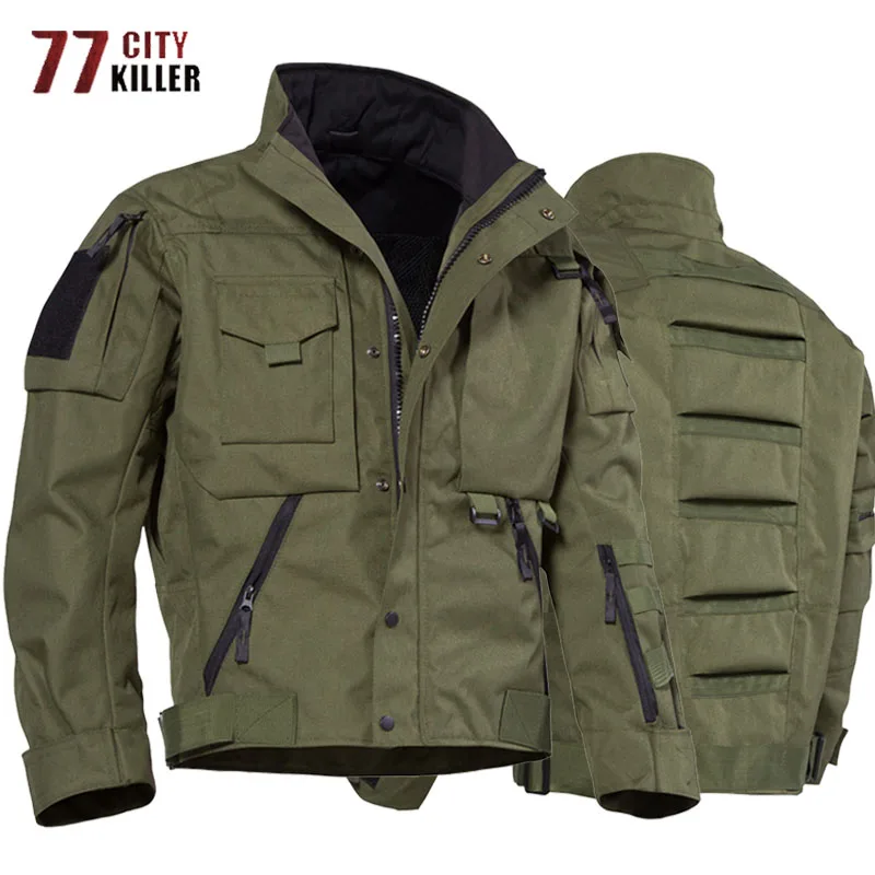 Tactical Military Jacket Mens Casual Multi Pocket Scratch-resistant Cargo Jackets  Male Outdoor Hunting Combat Army Police Coats