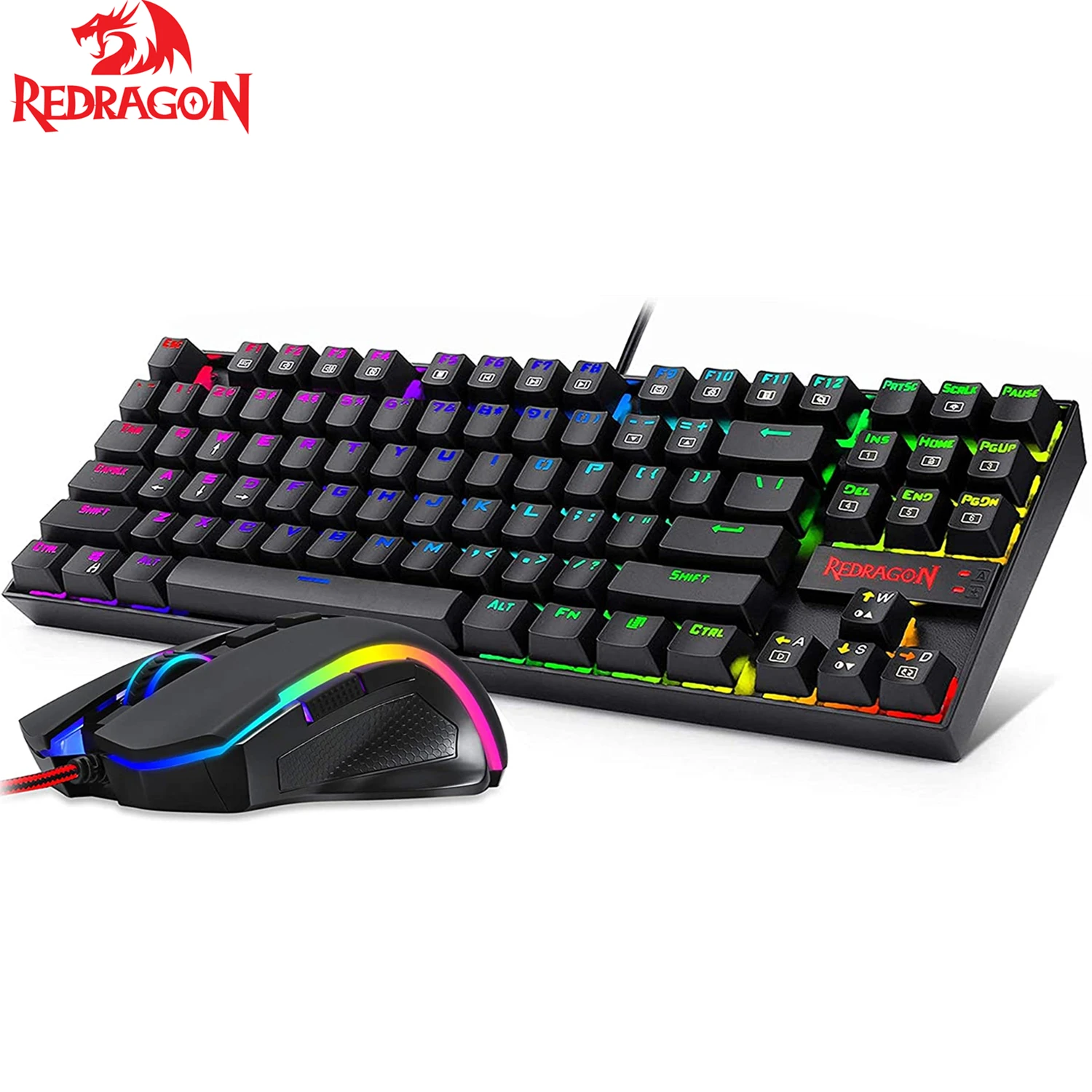 Redragon Gaming Keyboard Mouse Set K552-RGB-BA Mechanical Keyboard and Mice Combo USB Wired for Windows PC Gamers gaming computer keyboard