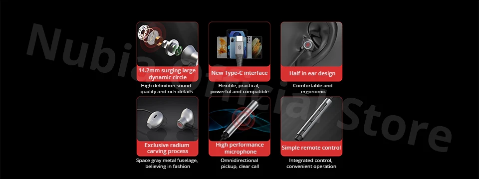 Nubia redmagic magicsound fone de ouvido wh4008