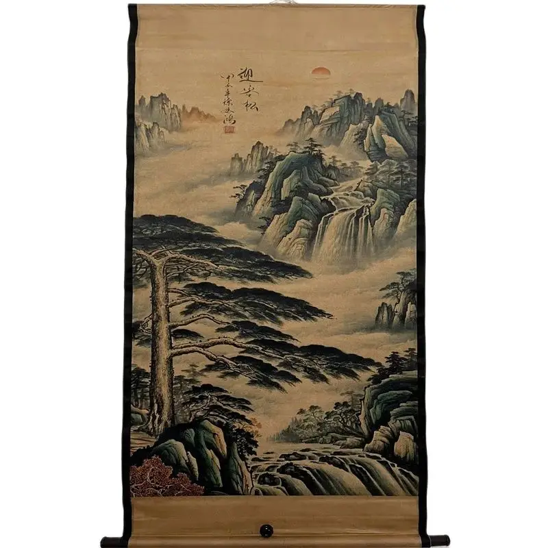 

Китайский Старый свиток Средний зал подвесная картина каллиграфия и живопись знаменитостей Сюй Бэйхун приветственные гости песня