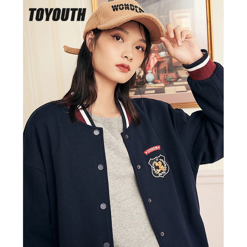 ToyouthWomenBaseballJacketsUniform2022AutumnLongSleeveLoose