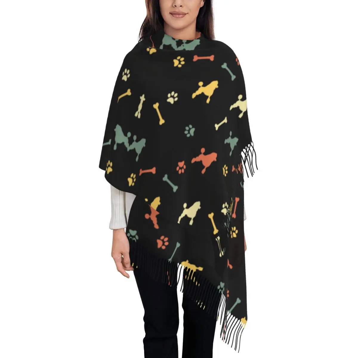 

Custom Printed Poodle Retro Pattern Scarf Men Women Winter Warm Scarves Cartoon Dog Shawls Wraps