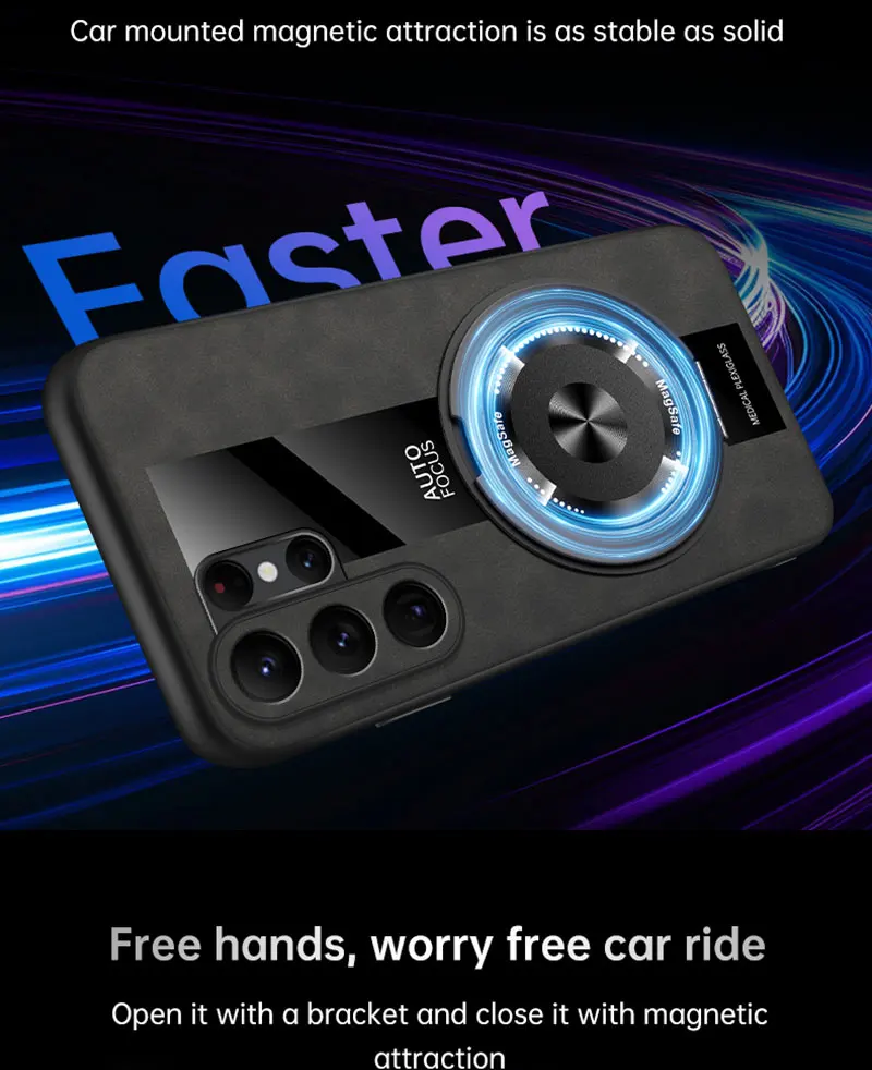 Premium Magnetic Rotating Stand Leather Hard Shell Cover - Shockproof Bumper Case