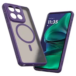Magnetic Matte Transparent Acrylic Non - Slip Phone Case for Motorola Moto G Stylus 5G (2025) (PURPLE)