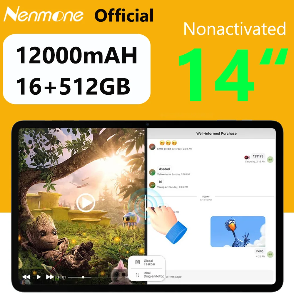 2026년 신제품 리얼 14인치 태블릿 안드로이드 15 구글 플레이 듀얼 4G 네트워크 블루투스 와이파이 태블릿 16GB 램 512GB 롬 12000mAh