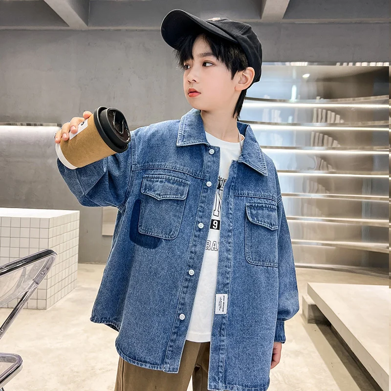 Boys Coat Jacket Cotton Outerwear Overcoat Loose Jean Spring Autumn High Quality Children's Warm Clothing