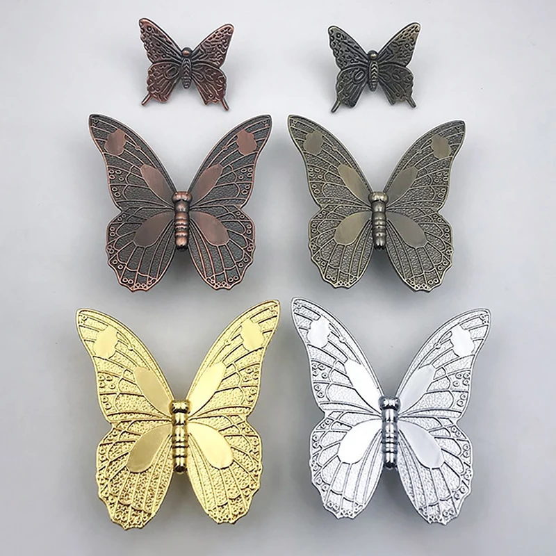 

Vintage Butterfly Handle Cabinet Drawer Single Knob Furniture Door Zinc Alloy Handles Kitchen Cupboard Pull Home Decor Knobs