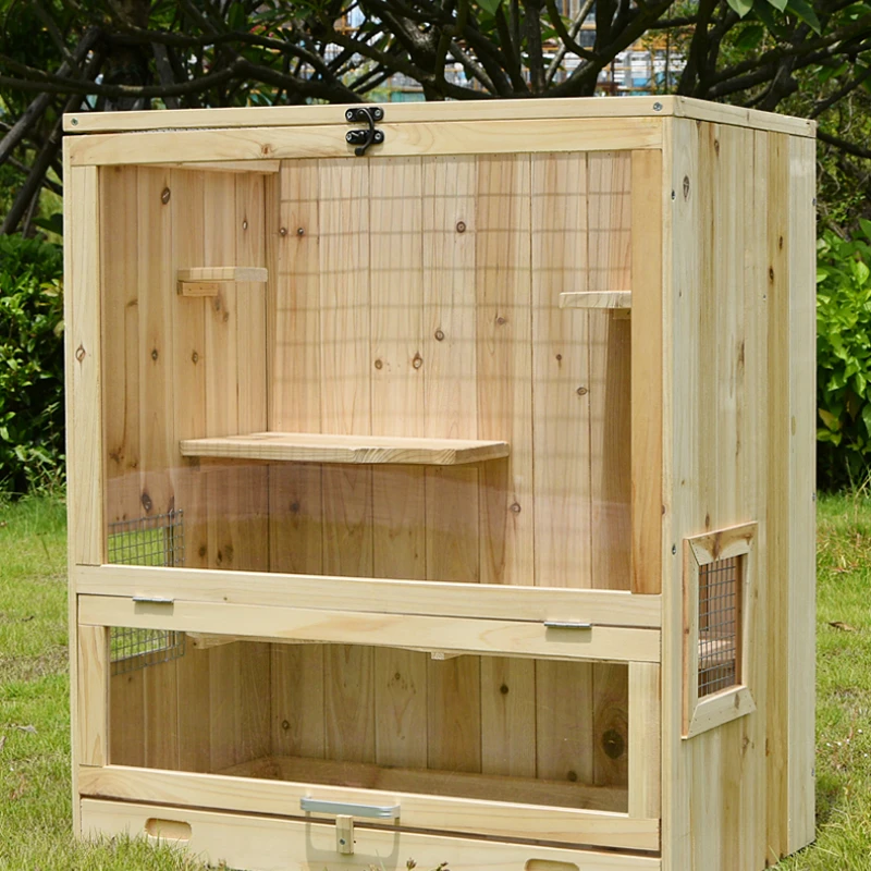 Chinchilla cage all solid wood fir natural villa household pet