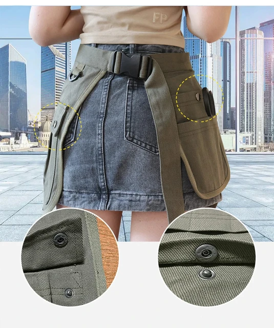 Fashion Half Waist Apron Canvas Multiple Pockets Adjustable Apron Horticultural Barber Tool Waist Apron For Men and Women 2