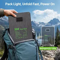Panneau solaire pliable 30W, chargeur solaire portable monocristallin, étanche IP67, USB-C/USB-A/DC pour camping, randonnée, backpacking, activités de plein air 2