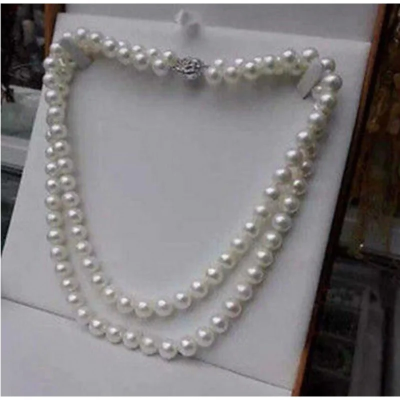 

Fashion jewelry 9-10MM ROUND WHITE PEARL NELACE 18inch17INCH