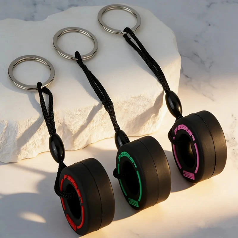 패션 크리에이티브 PVC 타이어 키체인 타이어 키 자동차 개조 자동차 펜던트 타이어 키체인